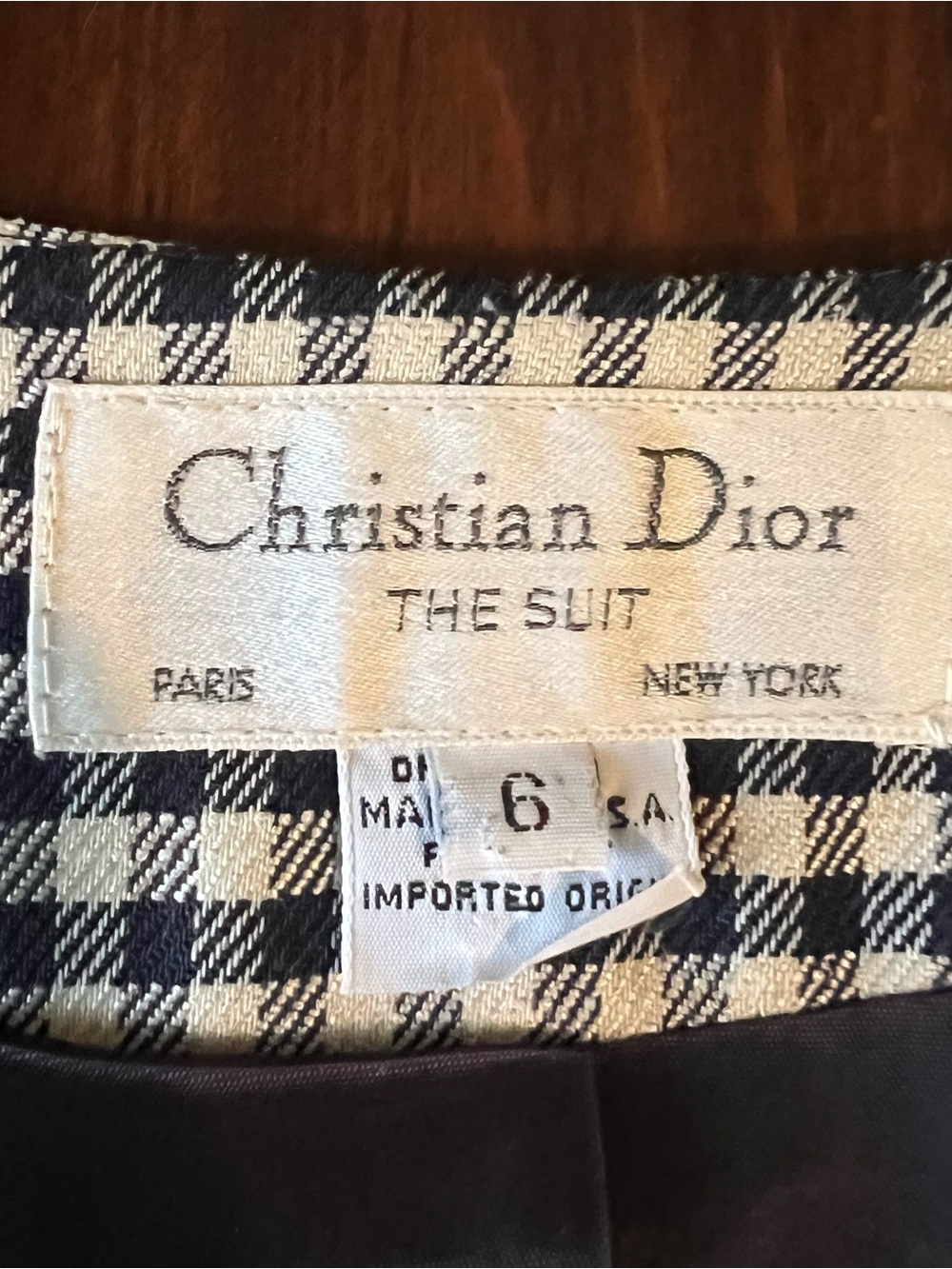 Vintage Christian Dior The Suit 2 Piece Skirt Set Size 6 Black White Gingham - Picture 2 of 13
